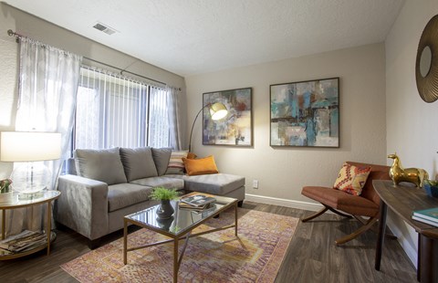 Living room at Villas de la Terraza Apartments in Albuquerque NM October 2020